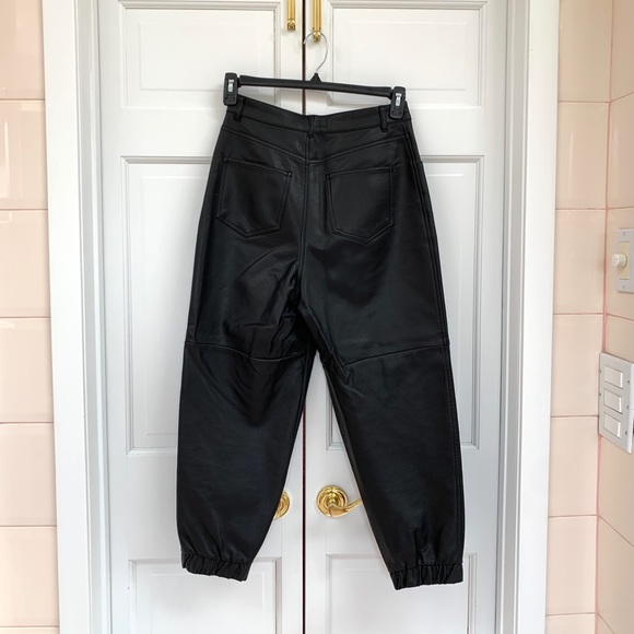 Zara Black Faux Leather Jogger Pants - Picture 11 of 12